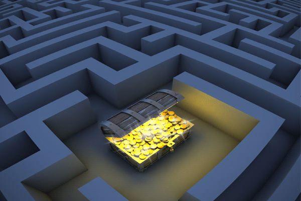 A treasure chest with a maze.