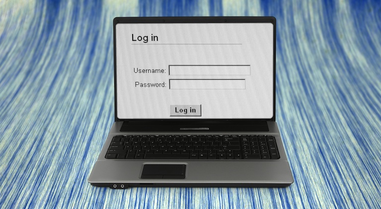 A laptop screen displaying a 'Log in' screen