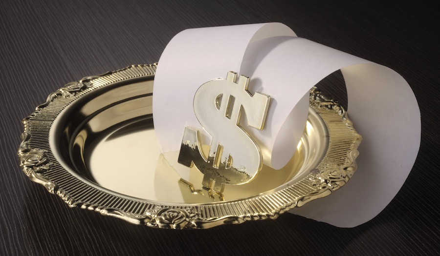 stock image of the dollar sign and roll of paper