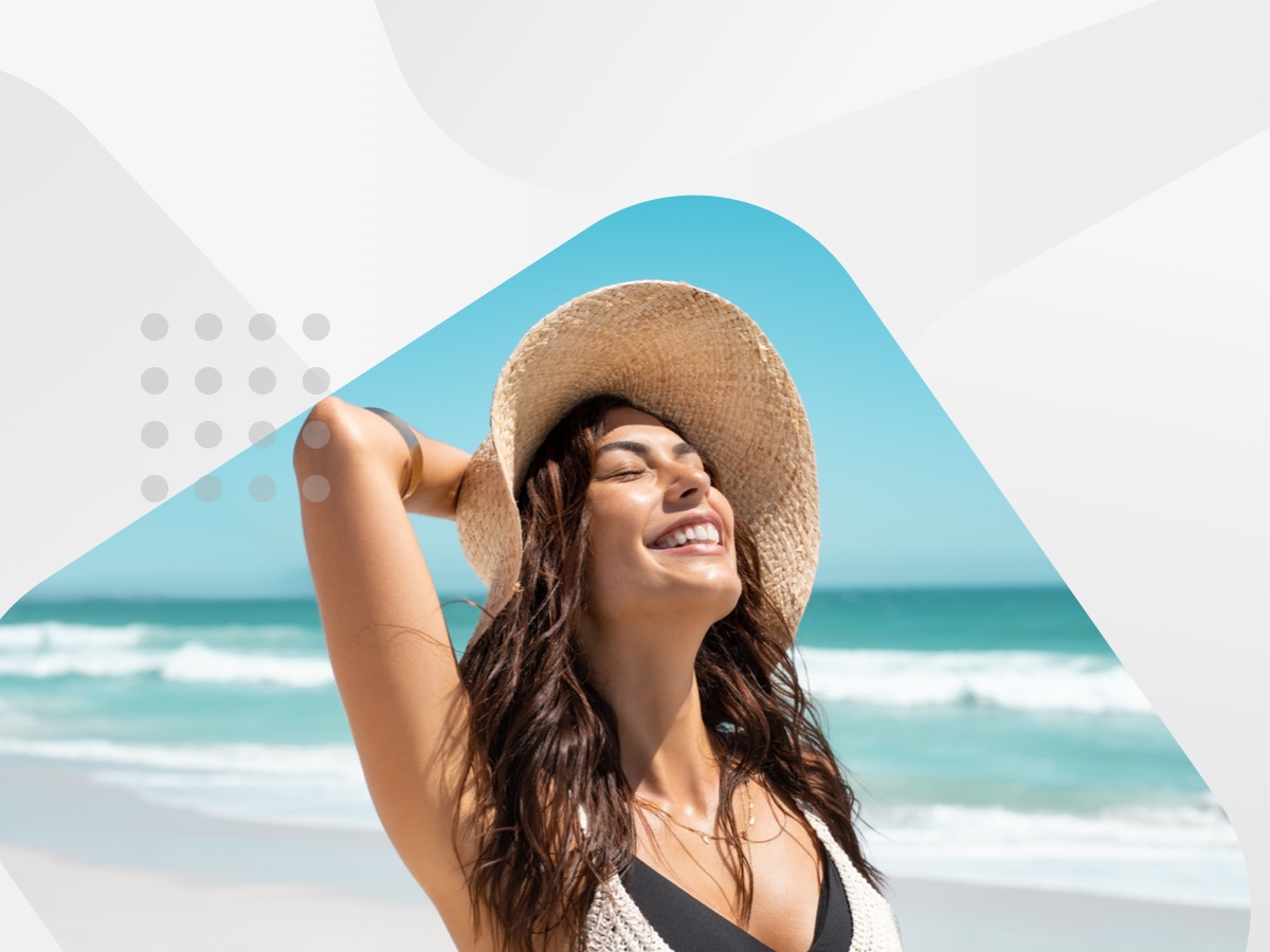 Women smiling on the beach