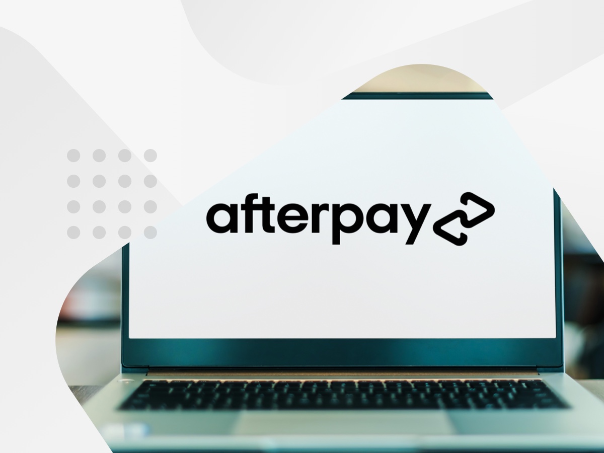 after pay logo on a laptop screen with white background
