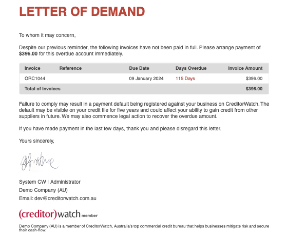Letter of demand