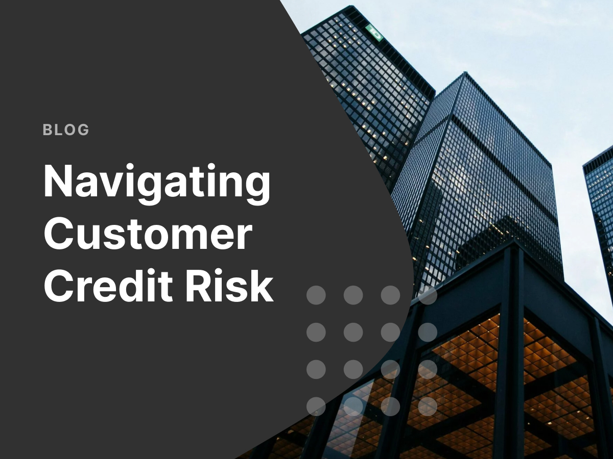 city landscape, with the title 'Navigating customer credit risk'
