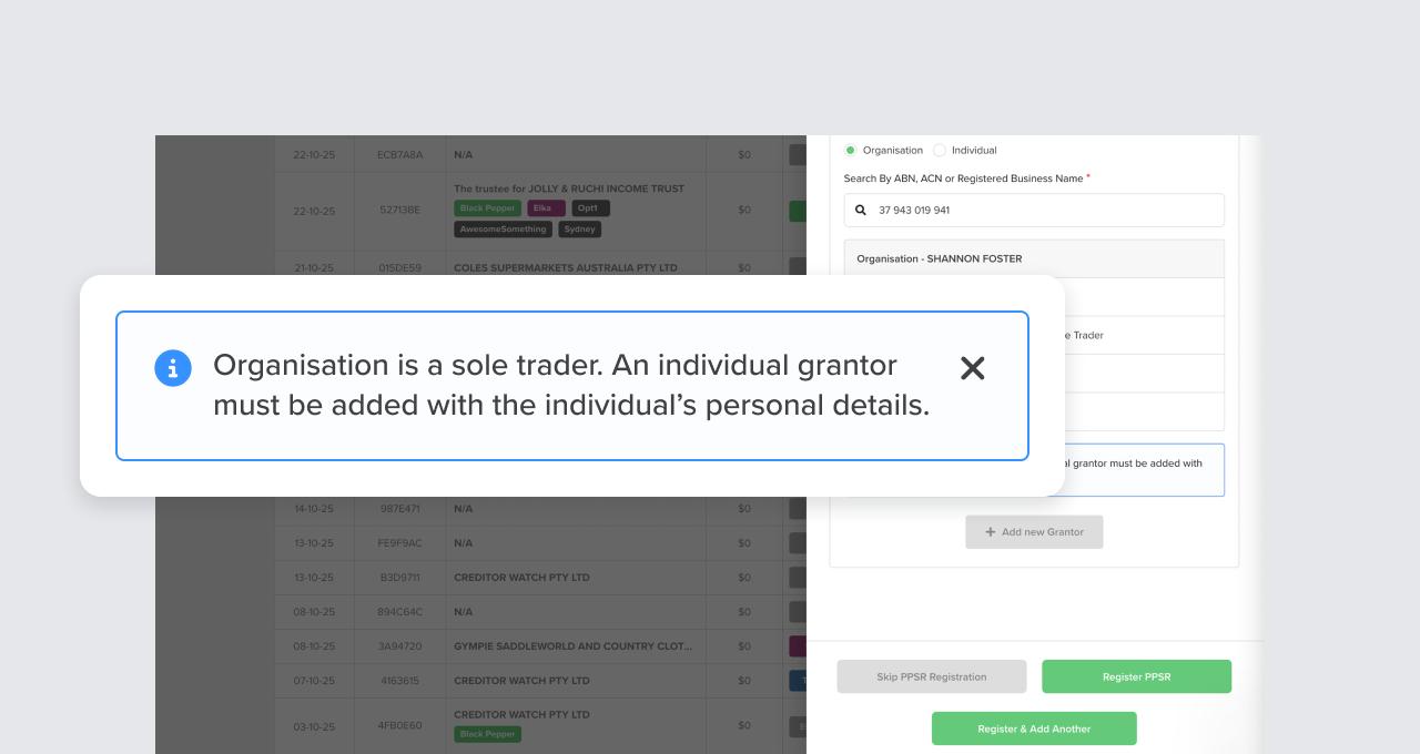 Add ABN for Sole Traders