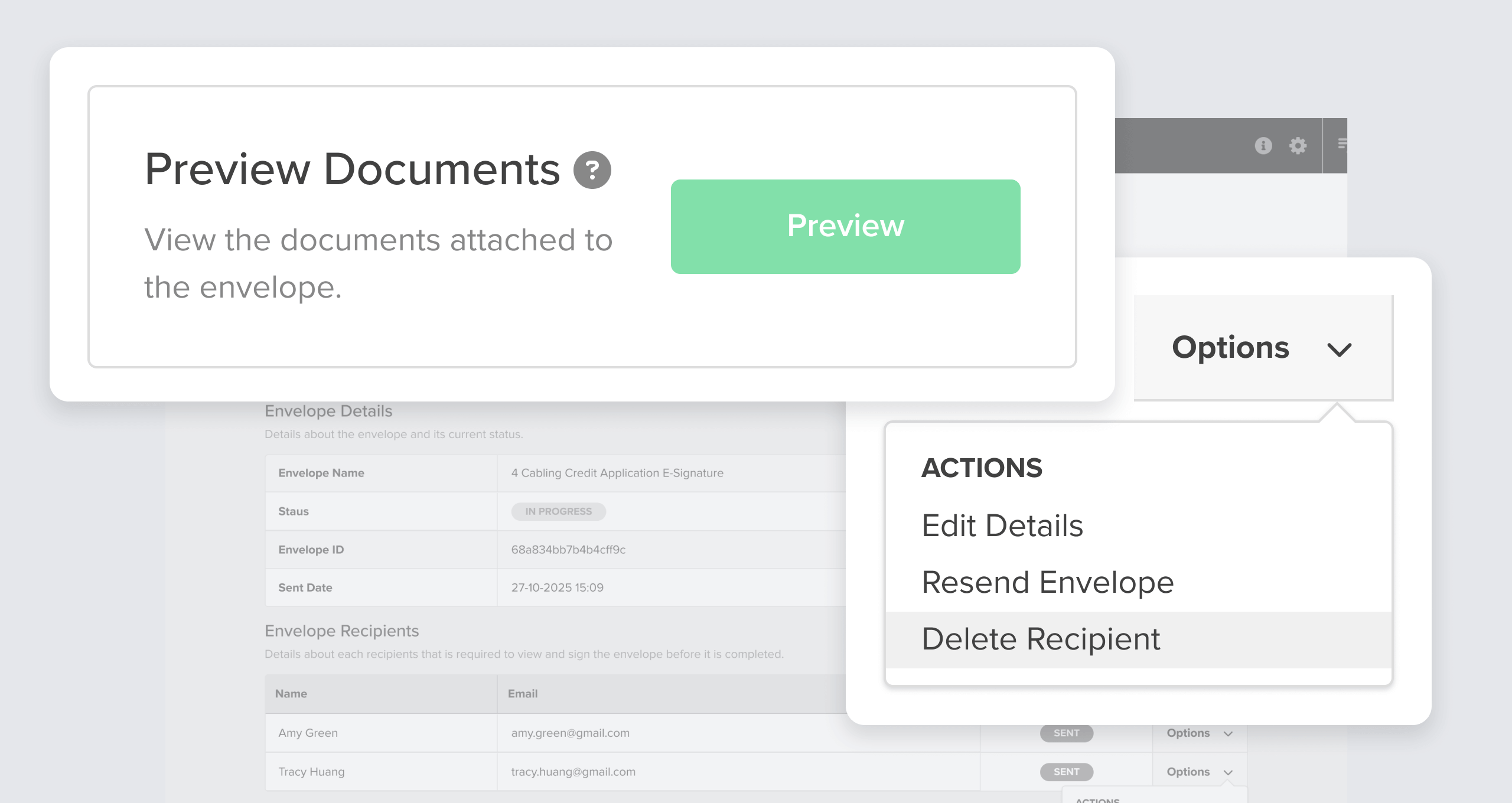 Complete partially signed e-signature requests